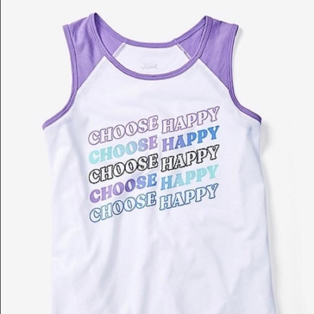 NWT Justice Active Choose Happy Graphic Tank Top Youth Girls Size 14-16